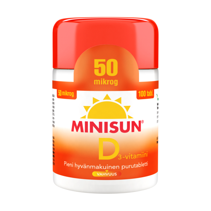 MINISUN D-VITAMIINI 50 MIKROG 100 TABL bild 2