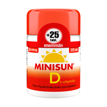 MINISUN D-VITAMIINI 50 MIKROG 200+25 PURUTABL