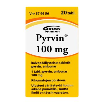 PYRVIN 100 mg tabl, kalvopääll 20 kpl