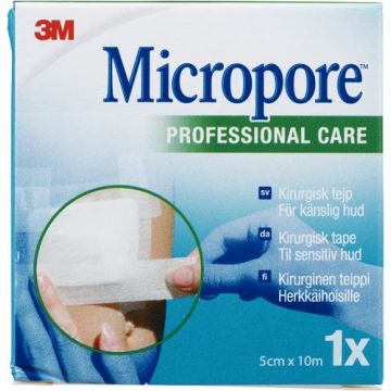 3M Micropore Valkoinen 50 mm x 10 m kuitukangashaavateippi 1 kpl