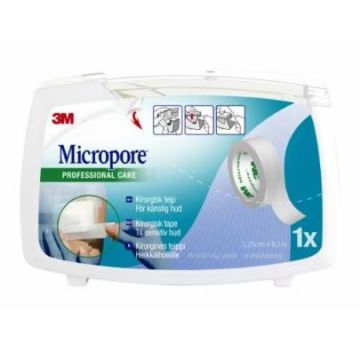 3M Micropore Kuituteippi 12,5 mm x 9,14 m valkoinen, katkokela 1 kpl