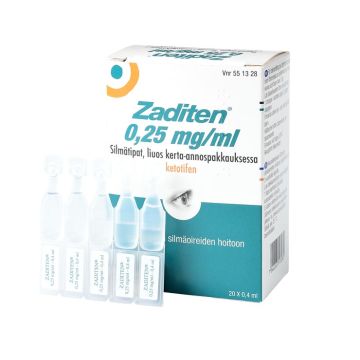 ZADITEN 0,25 mg/ml silmätipat, liuos, kerta-annospakkaus 20x0,4 ml