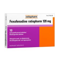 FEXOFENADINE RATIOPHARM 120 mg tabl, kalvopääll 10 fol