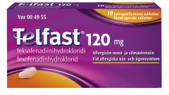 TELFAST 120 mg tabl, kalvopääll 10 fol