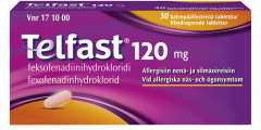 TELFAST 120 mg tabl, kalvopääll 30 fol